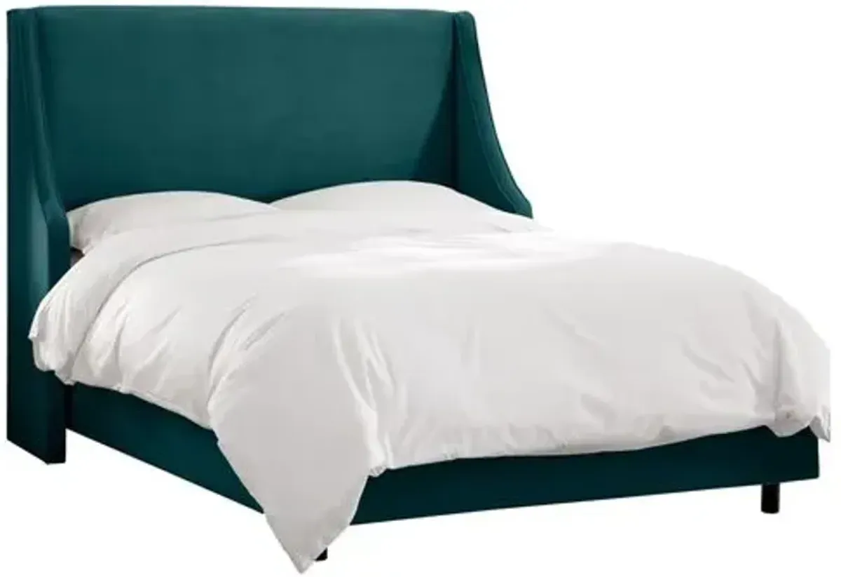 Davis Wingback Bed - Handcrafted - Green