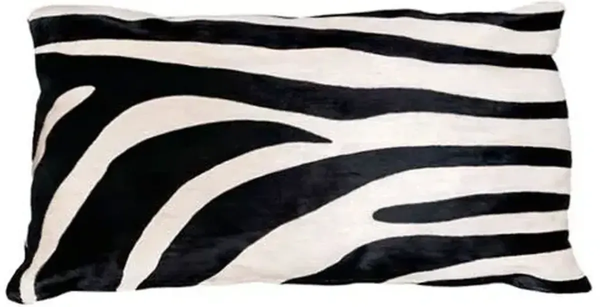 Zebra Hide Lumbar Pillow - Black/White - Le-Coterie