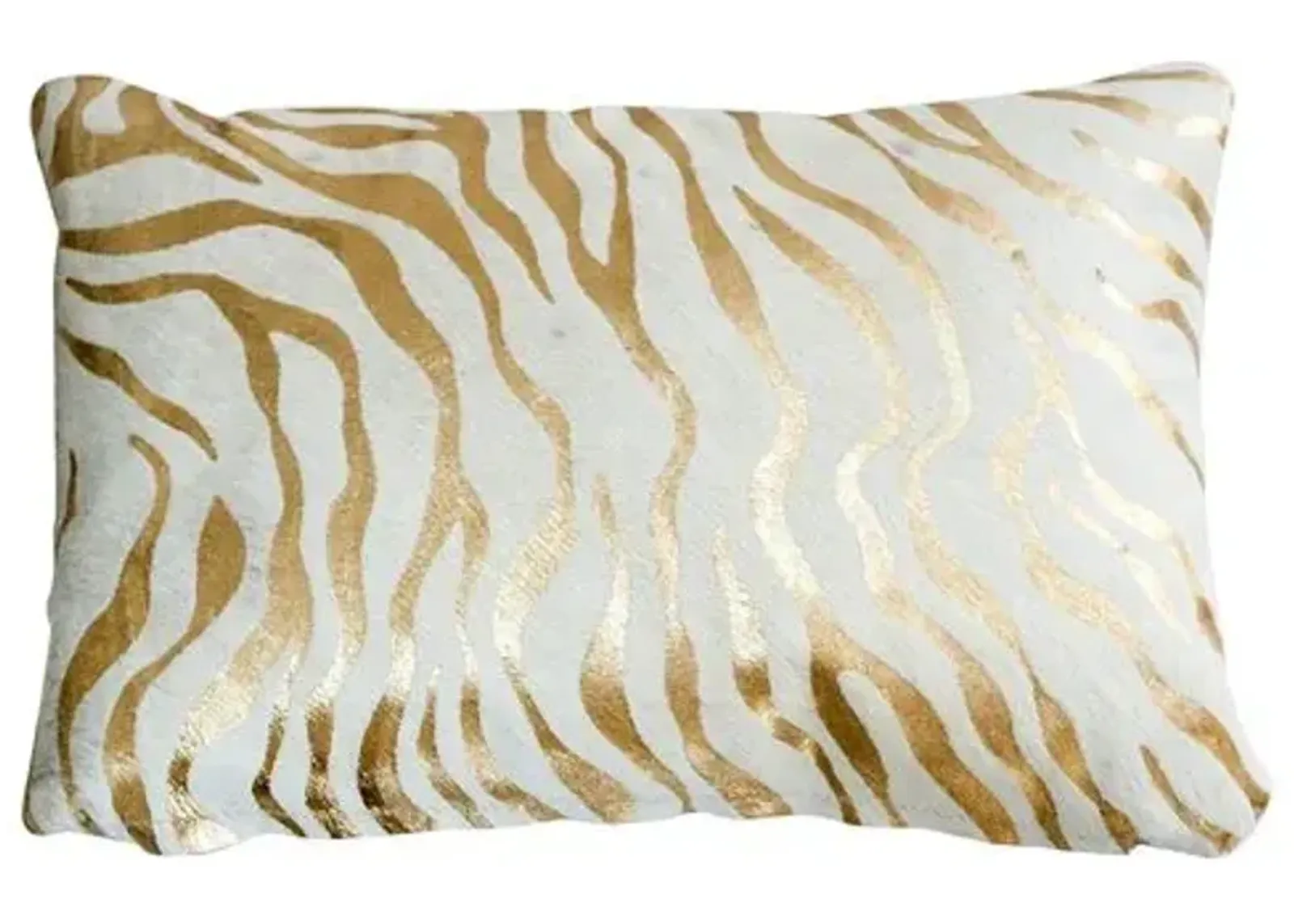 Zebra Striped Lumbar Pillow - Gold - Le-Coterie