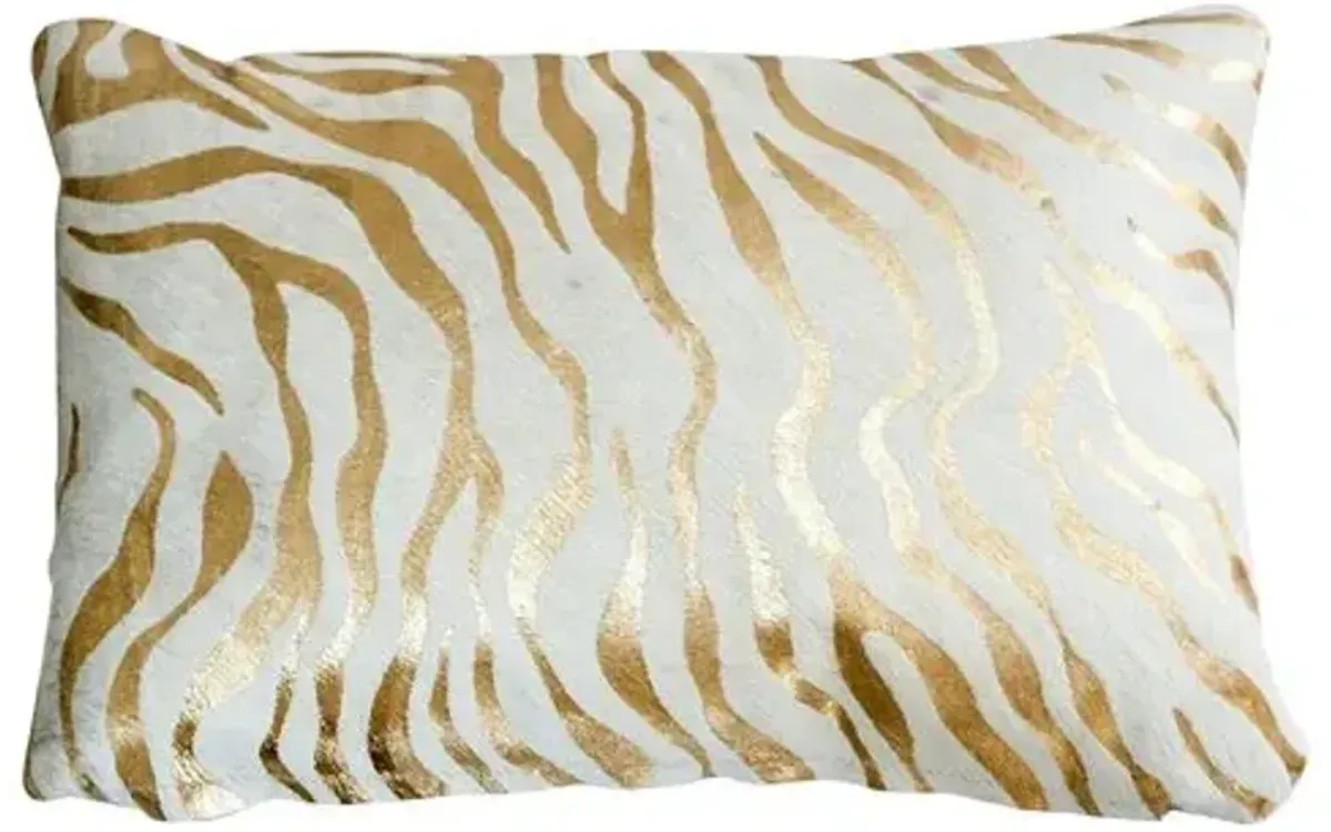 Zebra Striped Lumbar Pillow - Gold - Le-Coterie