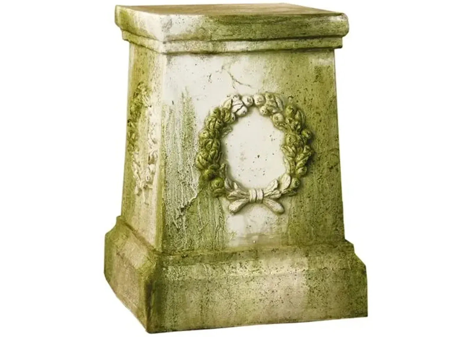 18" Wreath Pedestal - White Moss - Beige