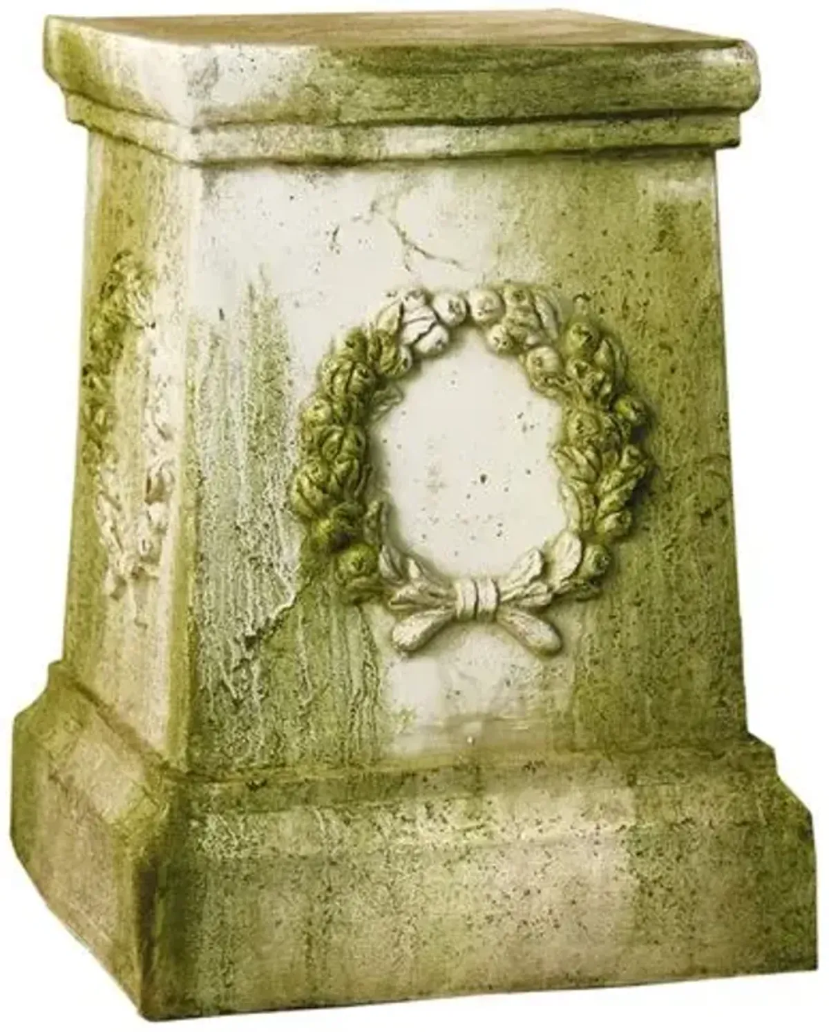 18" Wreath Pedestal - White Moss - Beige