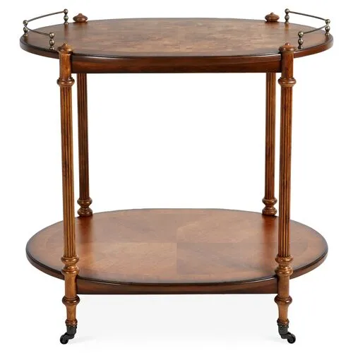 Rachel Bar Cart - Pecan/Brass - Brown