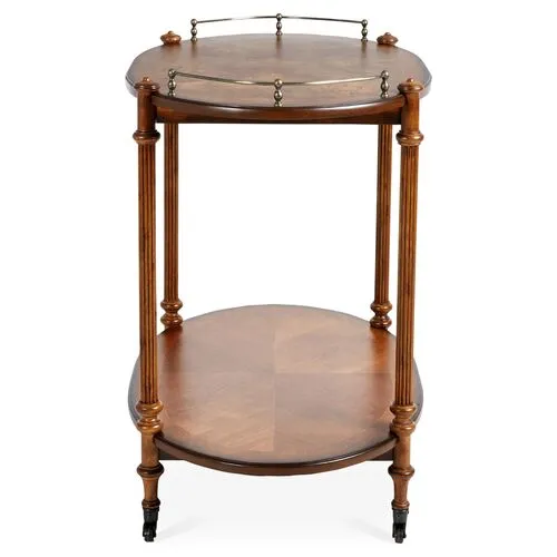 Rachel Bar Cart - Pecan/Brass - Brown