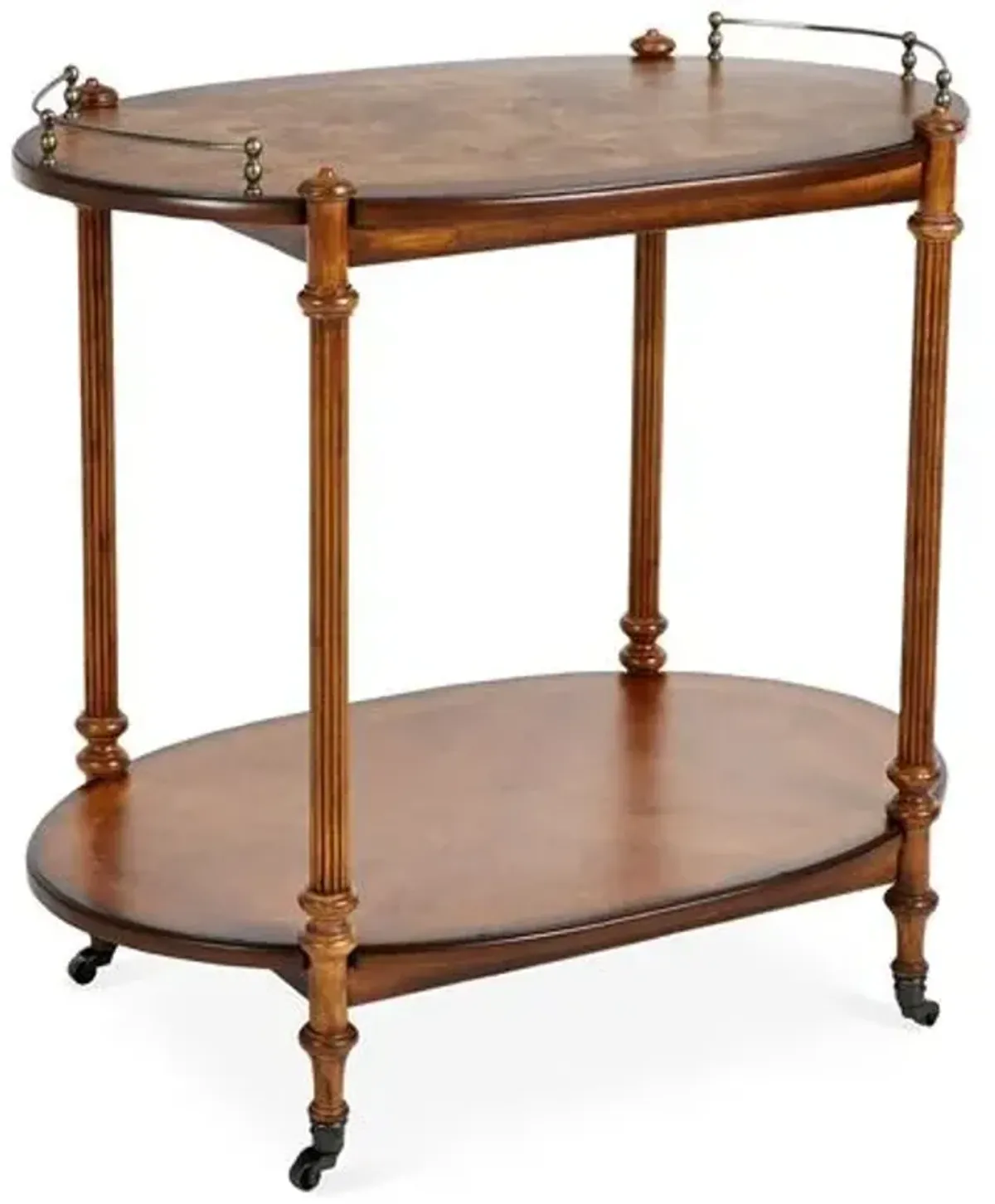 Rachel Bar Cart - Pecan/Brass - Brown