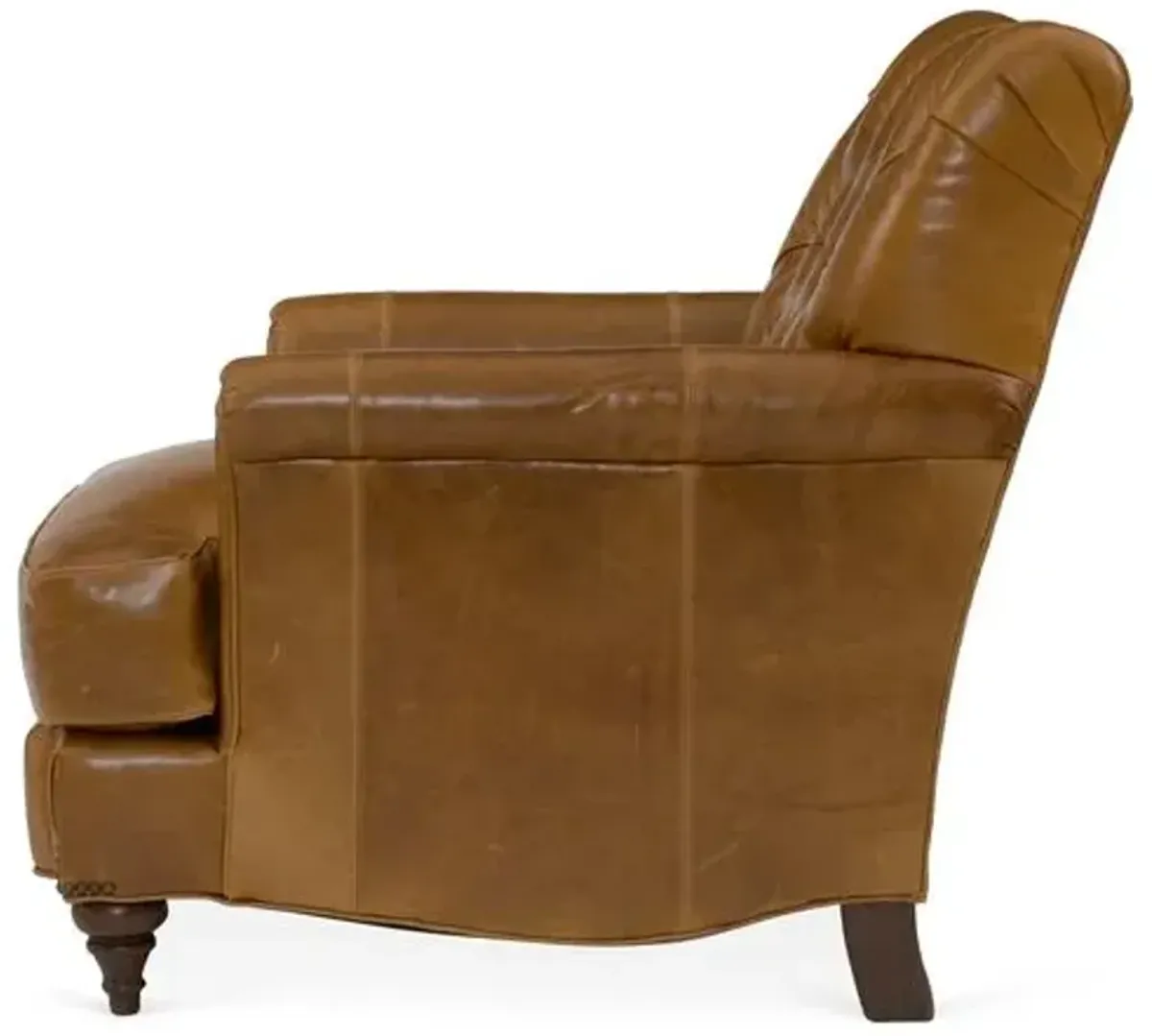 Acton Tufted Club Chair - Caramel Leather - Miles Talbott - Hancrafted in the USA