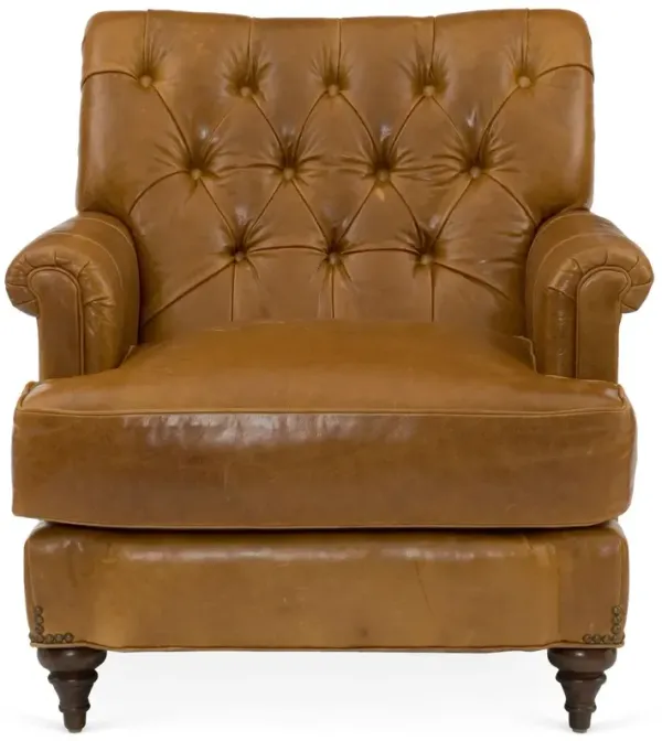 Acton Tufted Club Chair, Caramel Leather