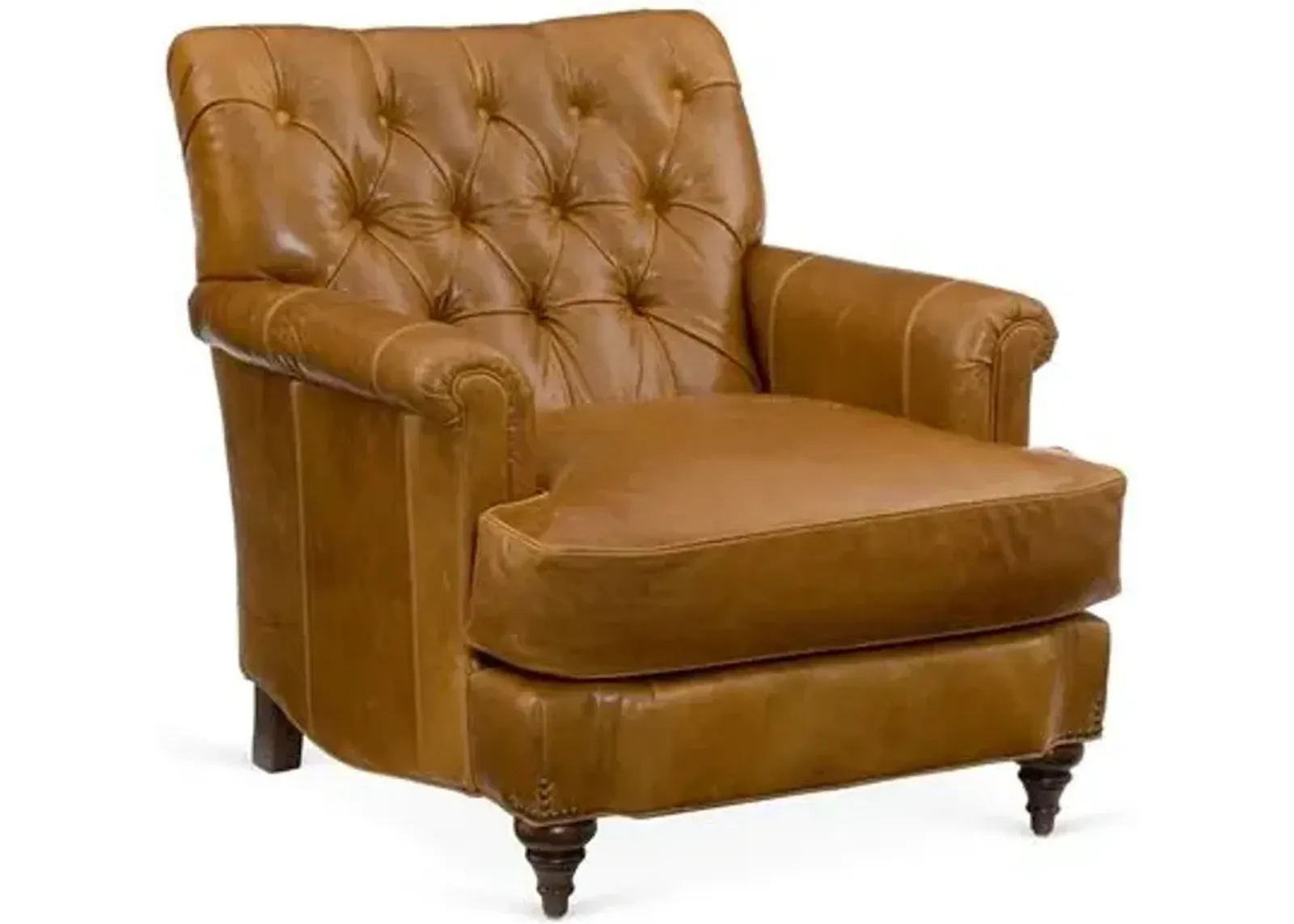 Acton Tufted Club Chair - Caramel Leather - Miles Talbott - Hancrafted in the USA