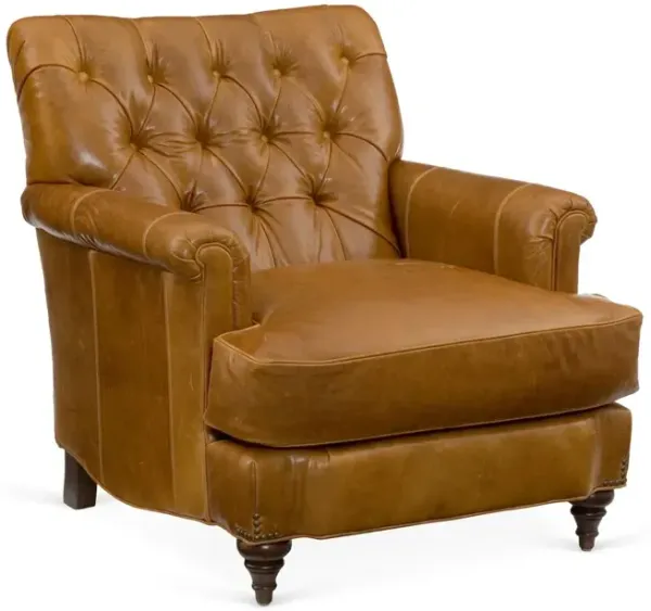 Acton Tufted Club Chair, Caramel Leather