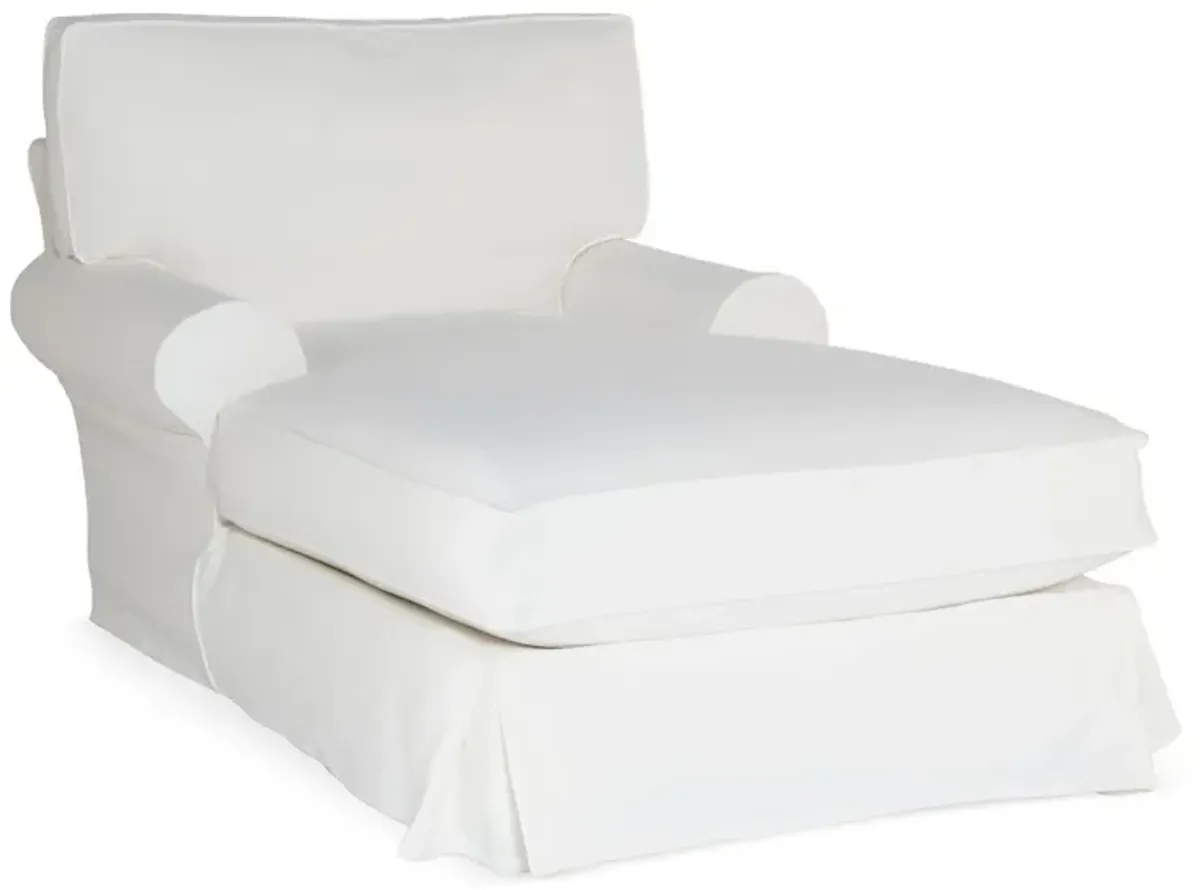 Comfy Slipcovered Chaise, Washable White Denim