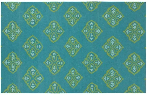 Benton Flat-Weave Rug - Turquoise - Blue - Blue