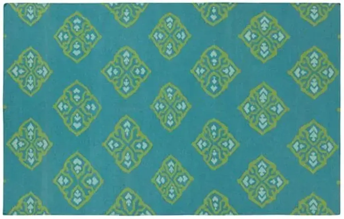 Benton Flat-Weave Rug - Turquoise - Blue - Blue