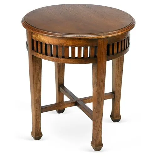 Bella Round Side Table - Walnut - Handcrafted - Brown