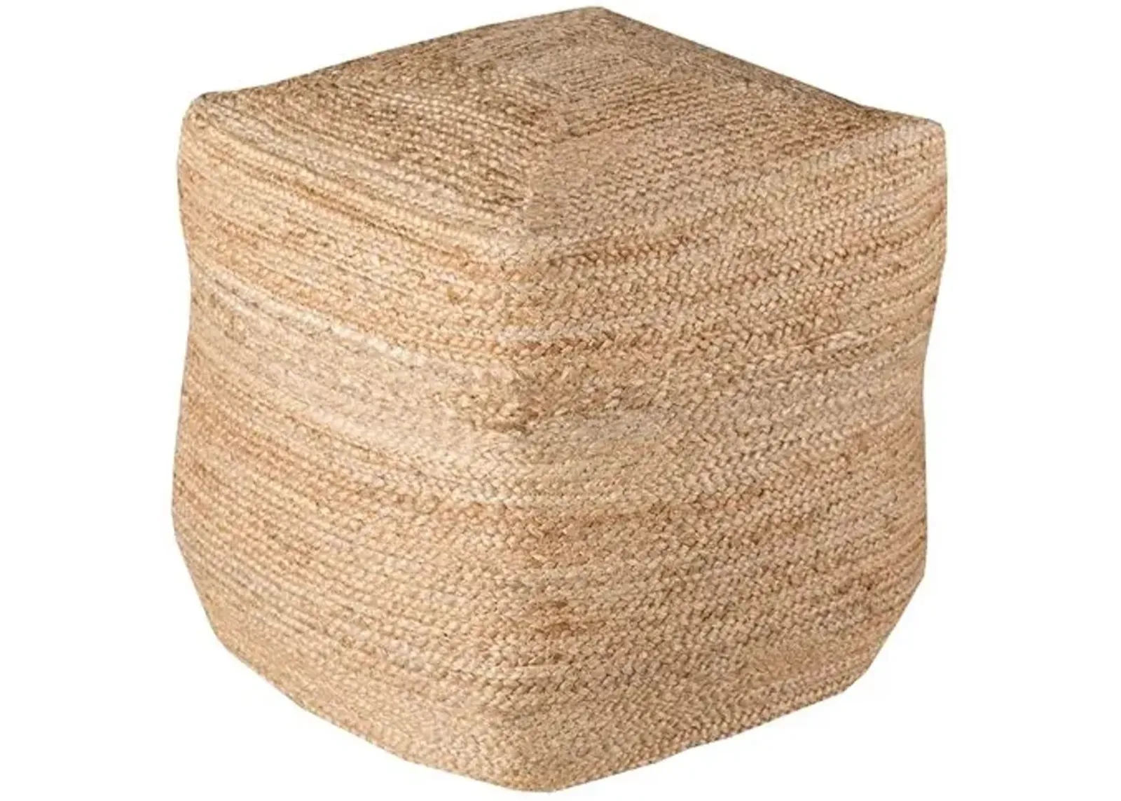 Teddy Woven Cube Pouf - Jute - Handcrafted - Beige