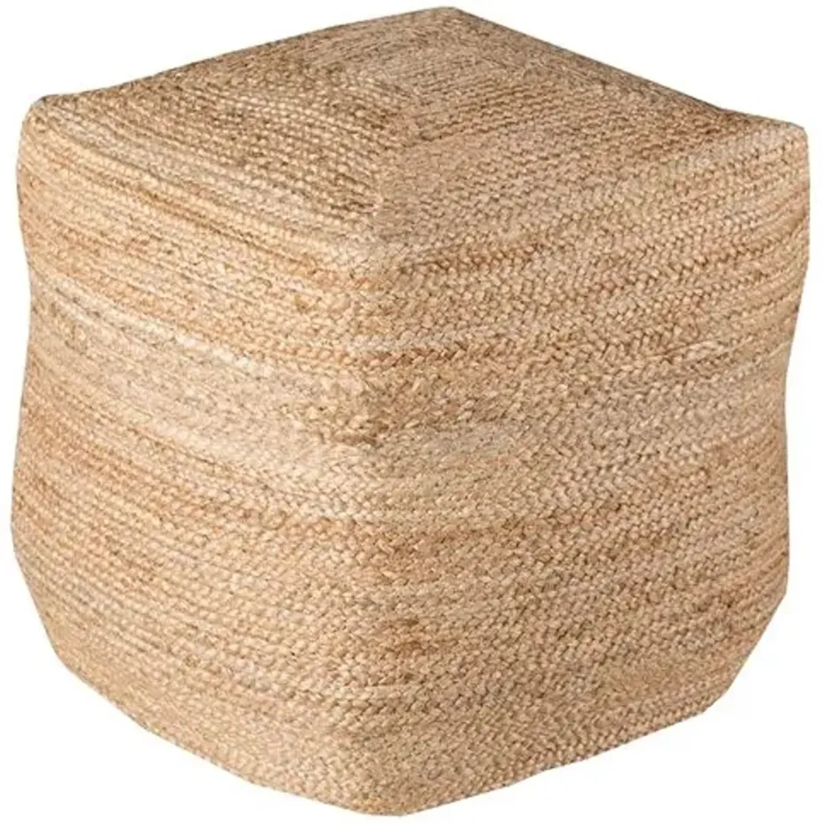 Teddy Woven Cube Pouf - Jute - Handcrafted - Beige