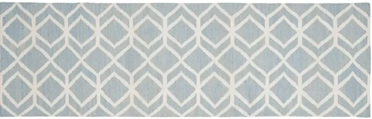 Xenia Dhurrie, Blue/Ivory