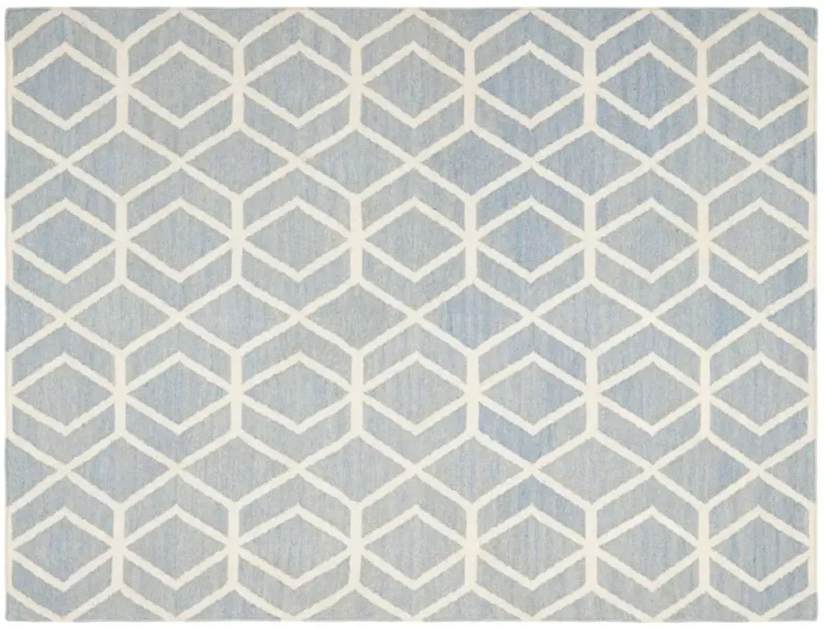 Xenia Dhurrie, Blue/Ivory