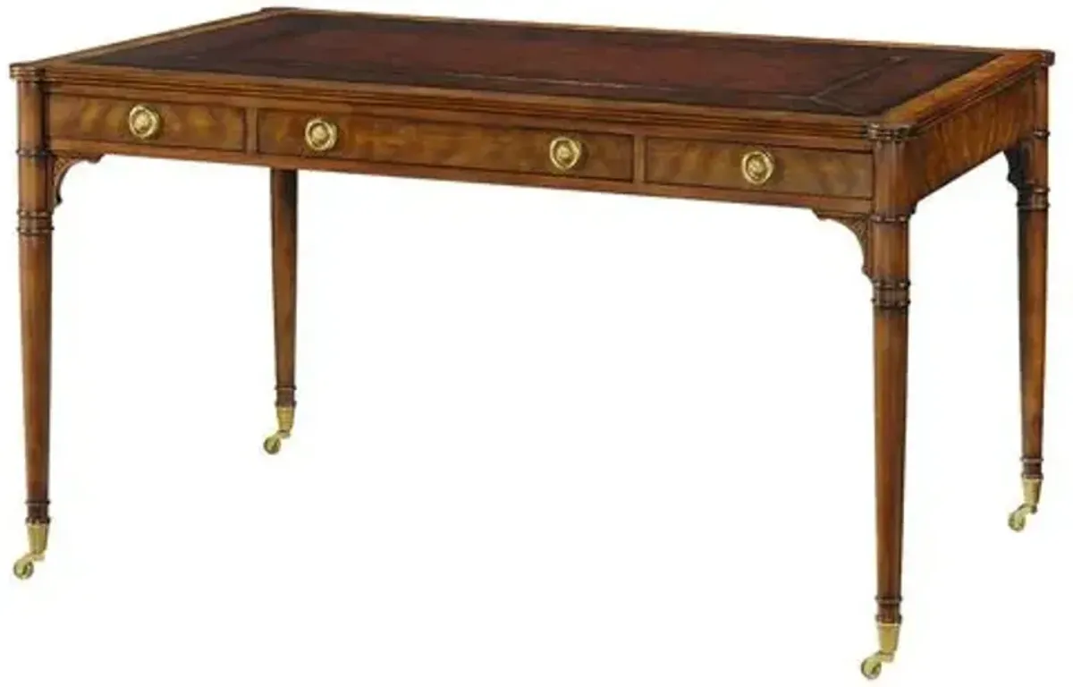 Man-of-Letters Leather Writing Table - Theodore Alexander - Brown