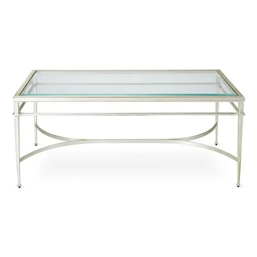 Crosby 48" Coffee Table - Silver Leaf - Clear