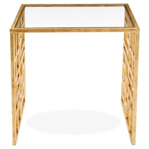 Picabia Modern Glass Side Table - Gold