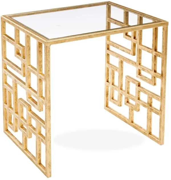 Picabia Modern Glass Side Table, Gold