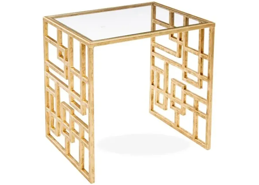 Picabia Modern Glass Side Table - Gold