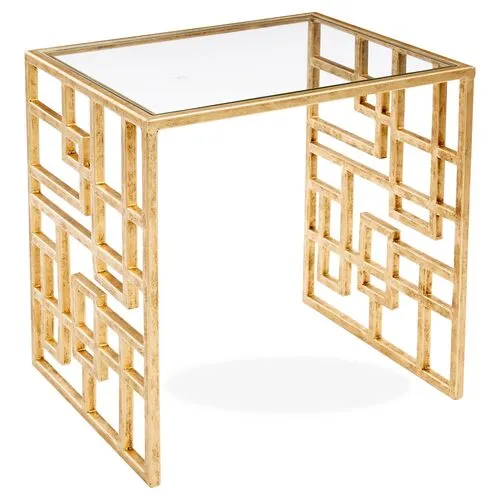 Picabia Modern Glass Side Table - Gold