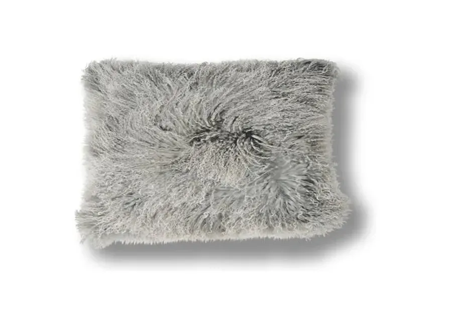 Dyed 10x20 Tibetan Lamb Pillow - Gray - Le-Coterie