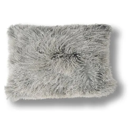 Dyed 10x20 Tibetan Lamb Pillow - Gray - Le-Coterie