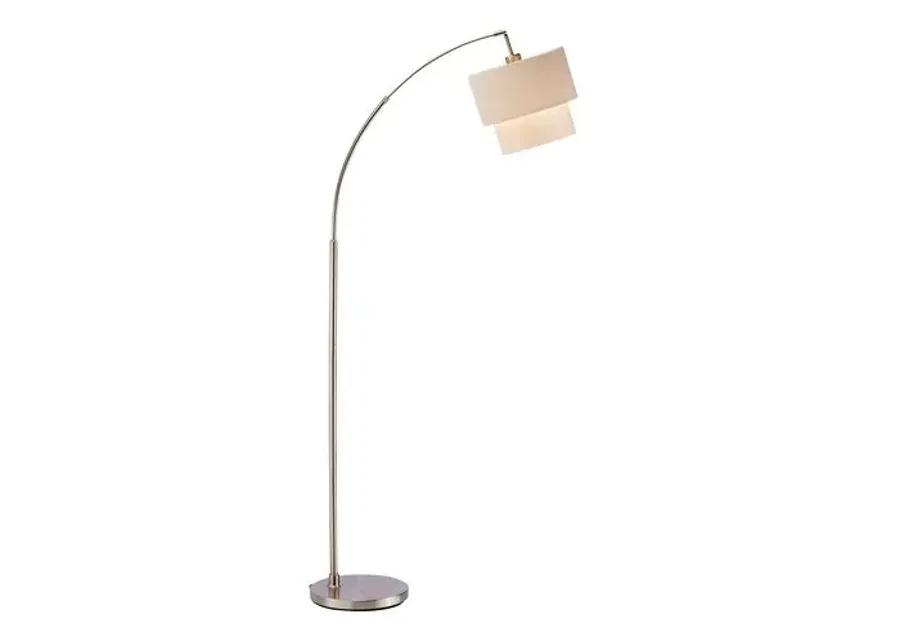 Gina Arc Floor Lamp - Satin Steel