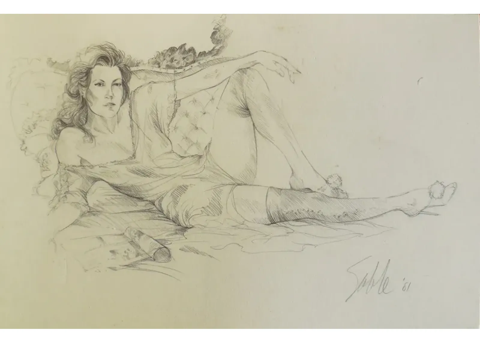 Pencil Study of a Young Woman - 1981 - McNaught Fine Art - beige