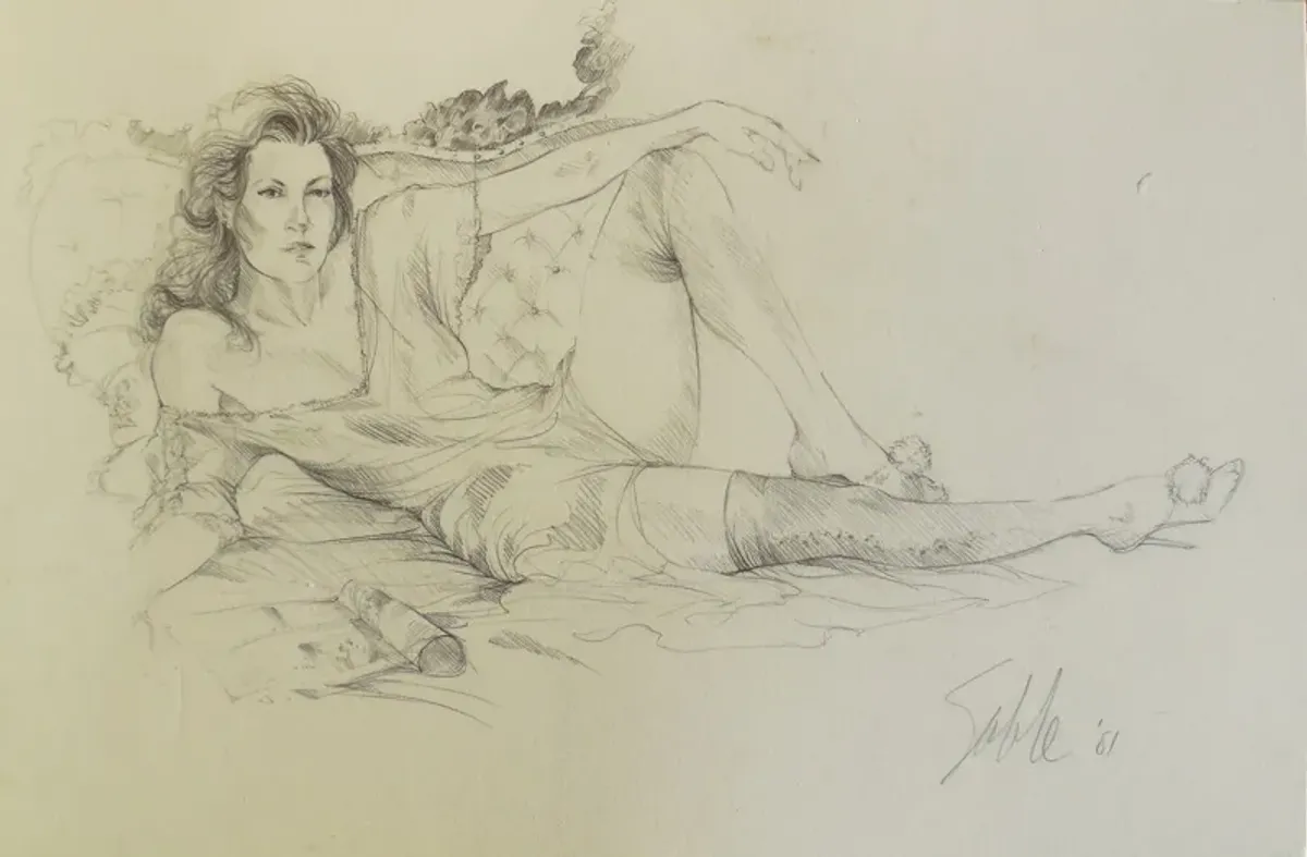 Pencil Study of a Young Woman - 1981 - McNaught Fine Art - beige