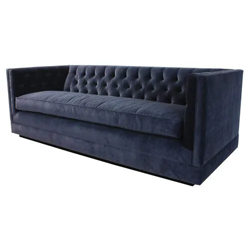 Draper Tuxedo Sofa - Navy Velvet - Kim Salmela - Handcrafted