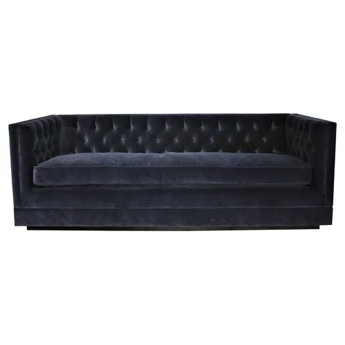 Draper Tuxedo Sofa - Navy Velvet - Kim Salmela - Handcrafted