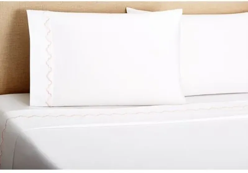 Francesa Scalloped Sheet Set - Pink - Belle Epoque - White, 300 Thread Count, Egyptian Cotton Sateen, Soft and Luxurious