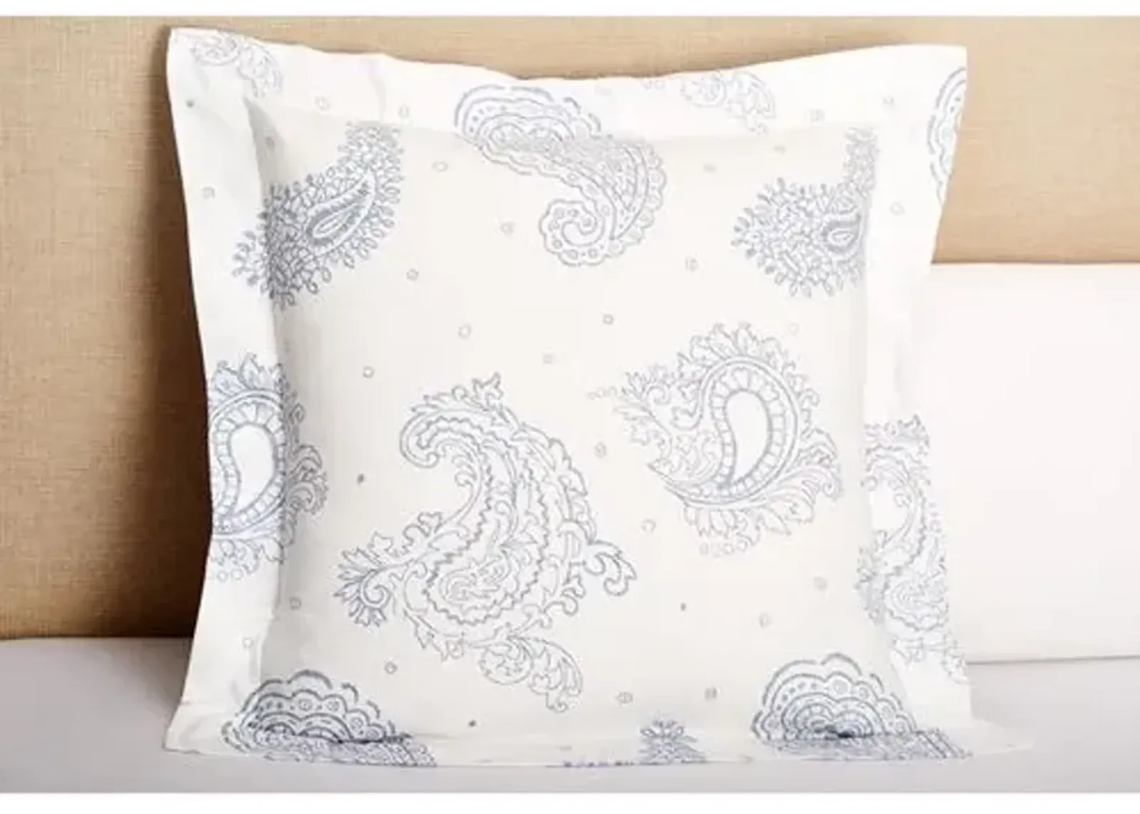 Sateen Euro Sham - Paisley - Belle Epoque - Blue