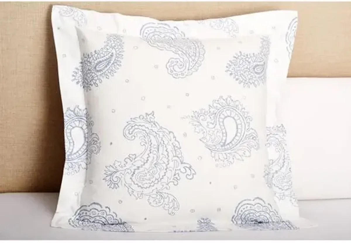 Sateen Euro Sham - Paisley - Belle Epoque - Blue