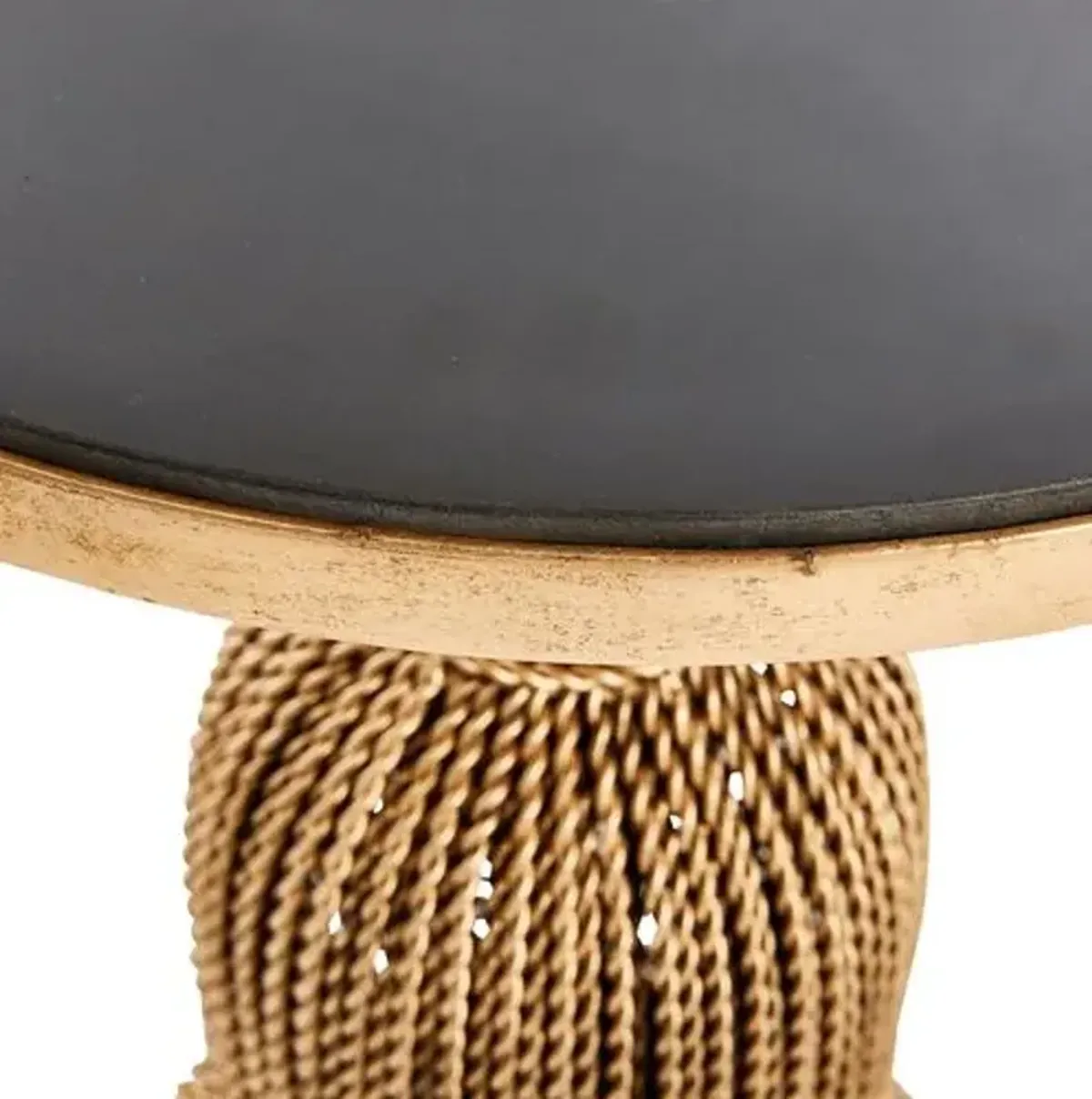 Cailey Tassel Granite Side Table - Gold/Black