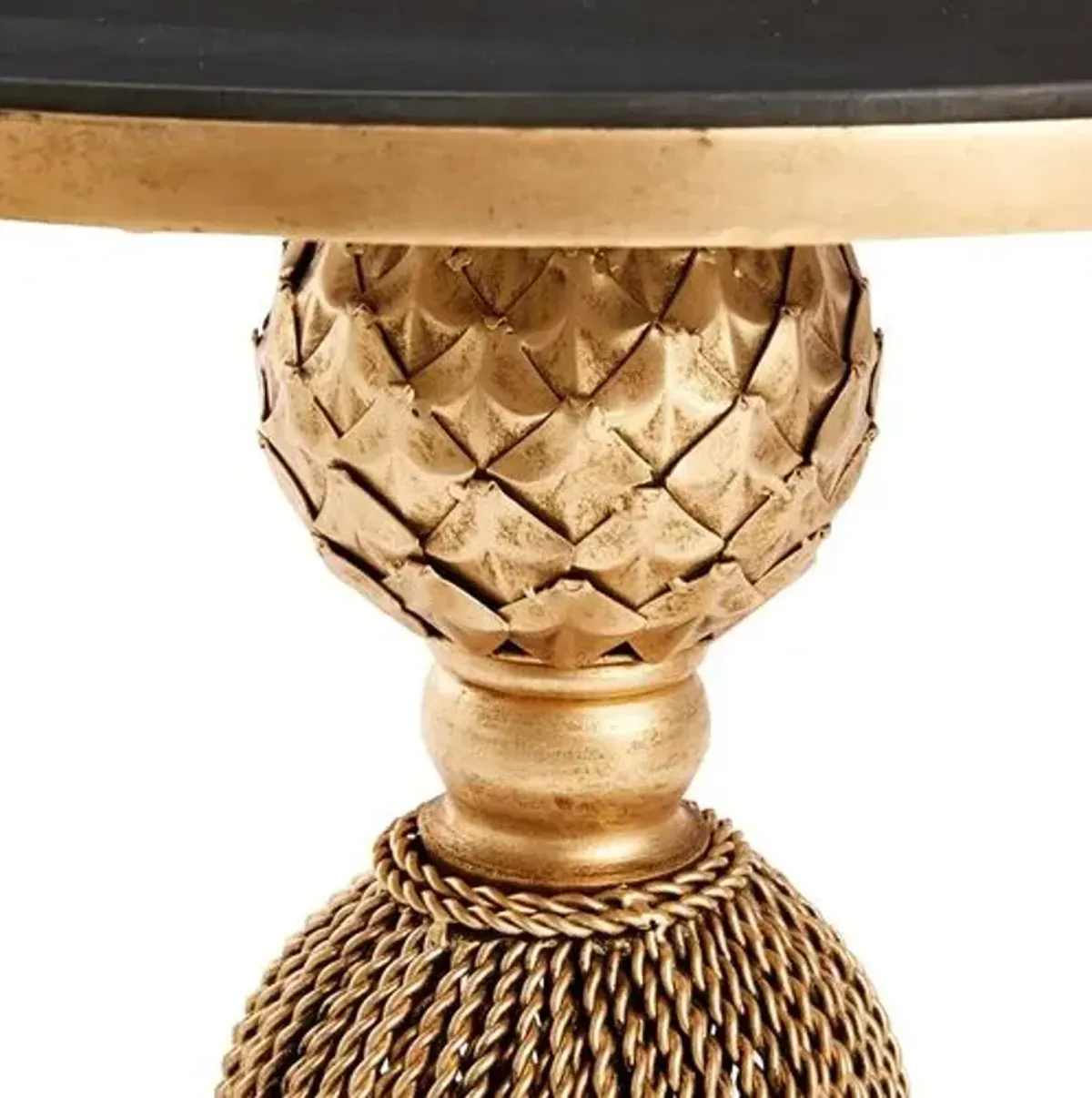 Cailey Tassel Granite Side Table - Gold/Black