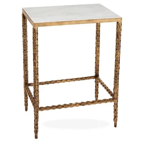 Wright Marble Side Table - Gold/White