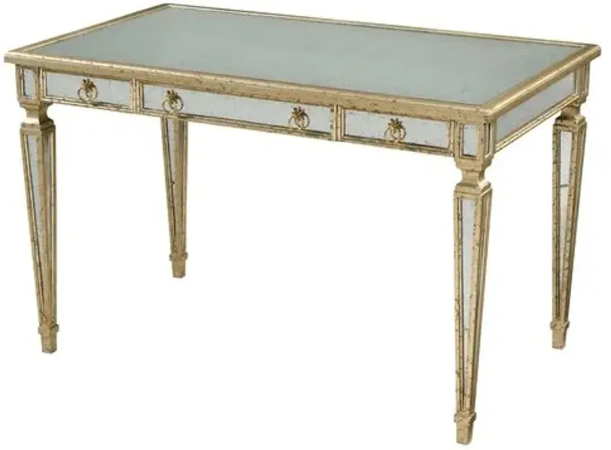 Starlight Mirrored Desk - Silver/Gold - Theodore Alexander - Handcrafted