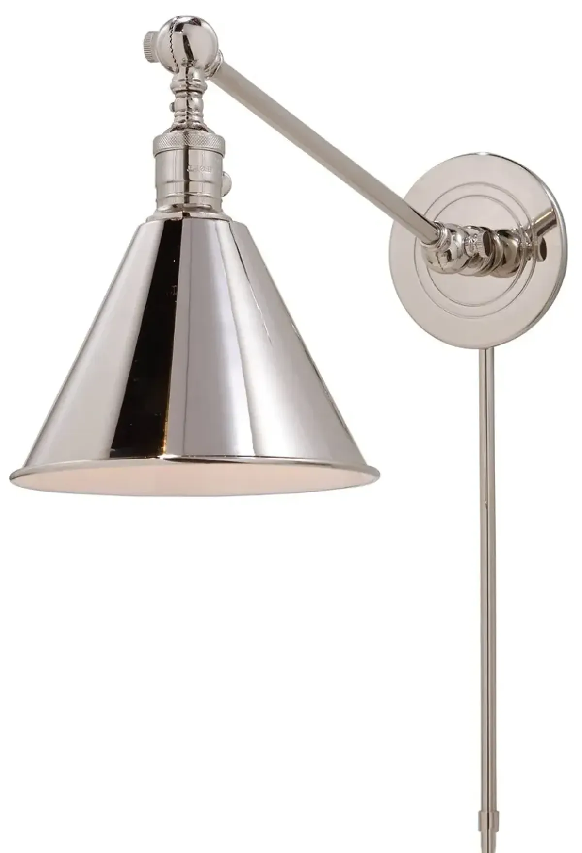 Visual Comfort - Boston Single Arm Library Light - Polished Nickel - Silver