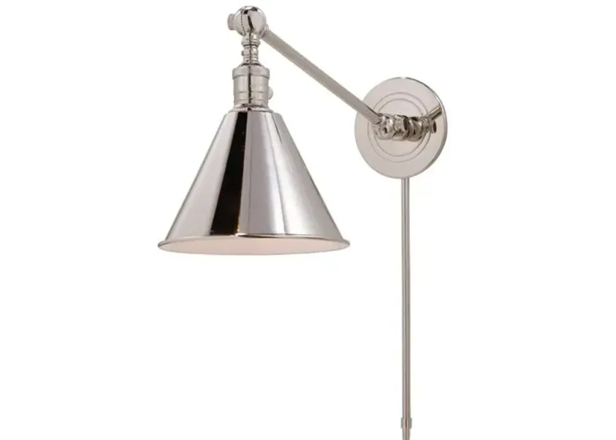 Visual Comfort - Boston Single Arm Library Light - Polished Nickel - Silver