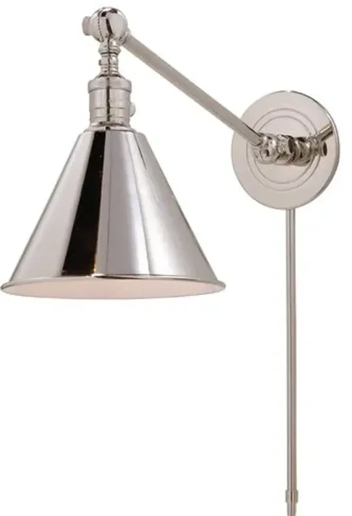 Visual Comfort - Boston Single Arm Library Light - Polished Nickel - Silver