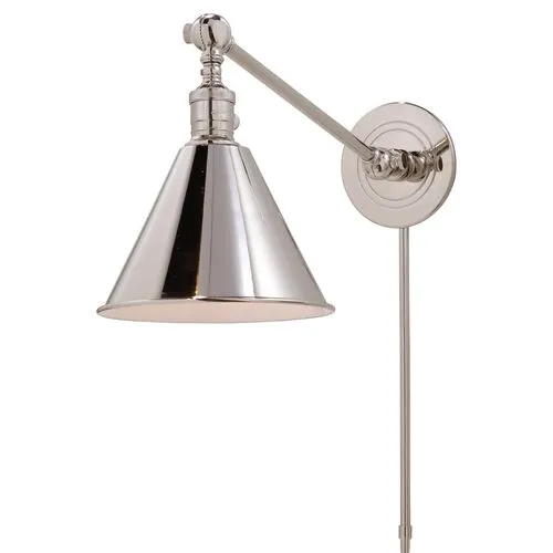 Visual Comfort - Boston Single Arm Library Light - Polished Nickel - Silver