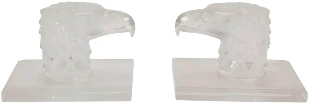 Lalique French Art Deco Crystal Bookends - The Emporium Ltd. - Clear