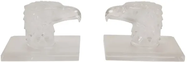 Lalique French Art Deco Crystal Bookends - The Emporium Ltd. - Clear
