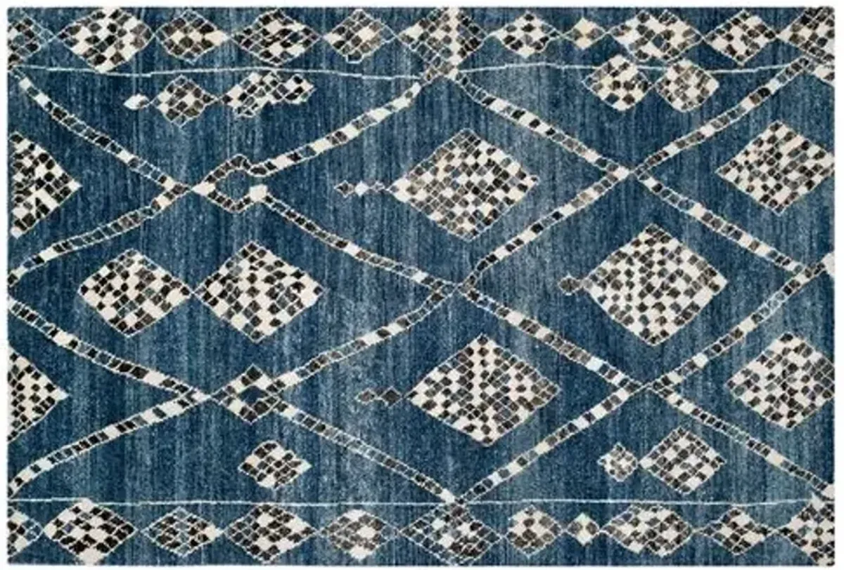 Maury Hand-Knotted Rug - Blue/Black - Blue