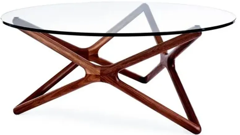 Star Glass Coffee Table - Walnut - Brown