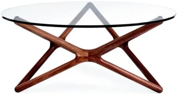 Star Glass Coffee Table - Walnut - Brown
